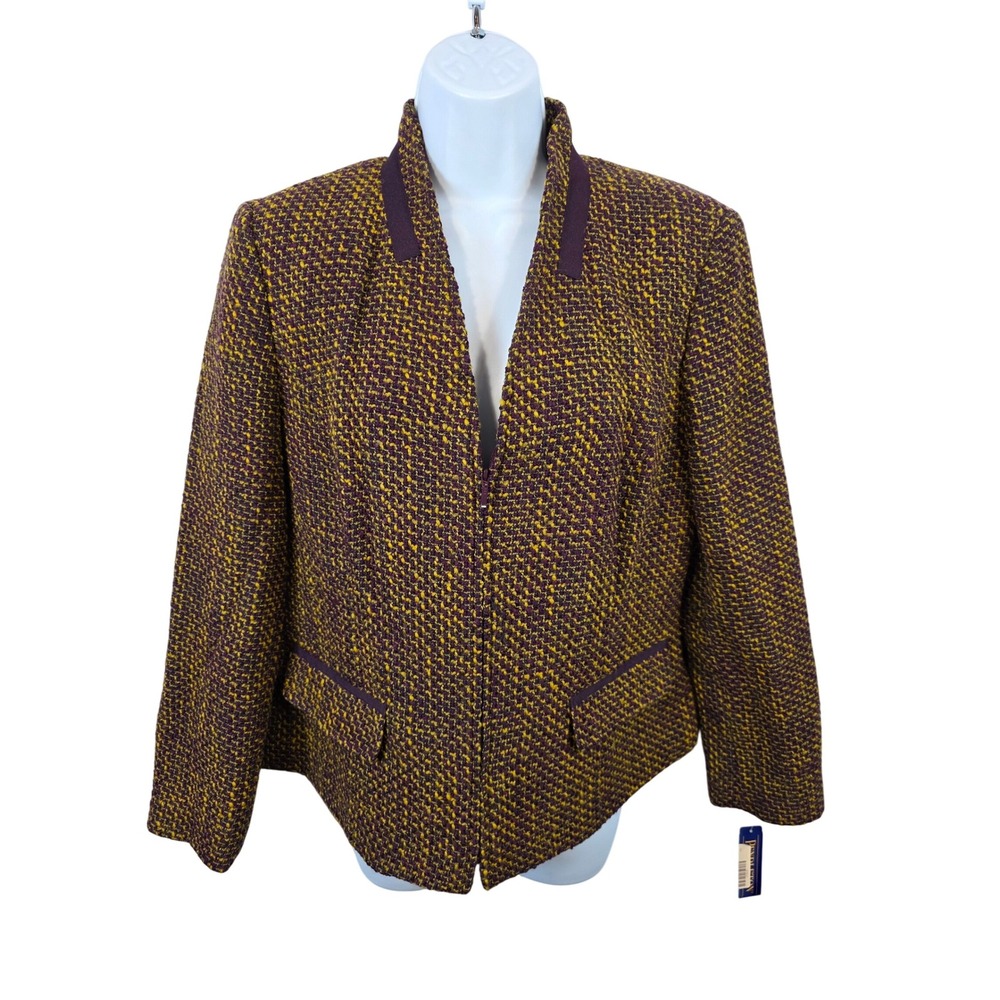 NEW ~ Pendleton Tweed Jacket Suit Blazer Zip Purple Gold Size 14 Petite /R33